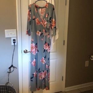 Long, silk, boutique maxi dress